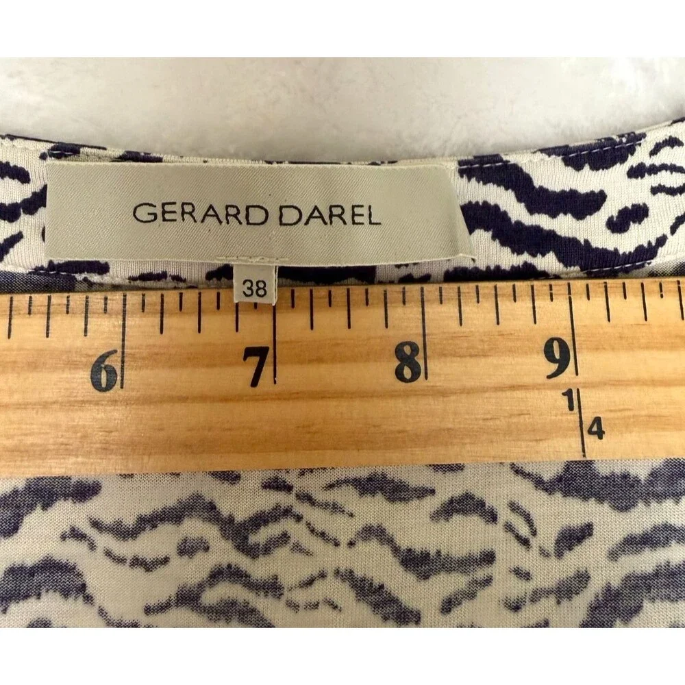 Gerard Darel Zebra Print Silk Cotton Ruched Side Tie Dress Size 38/US 6 France